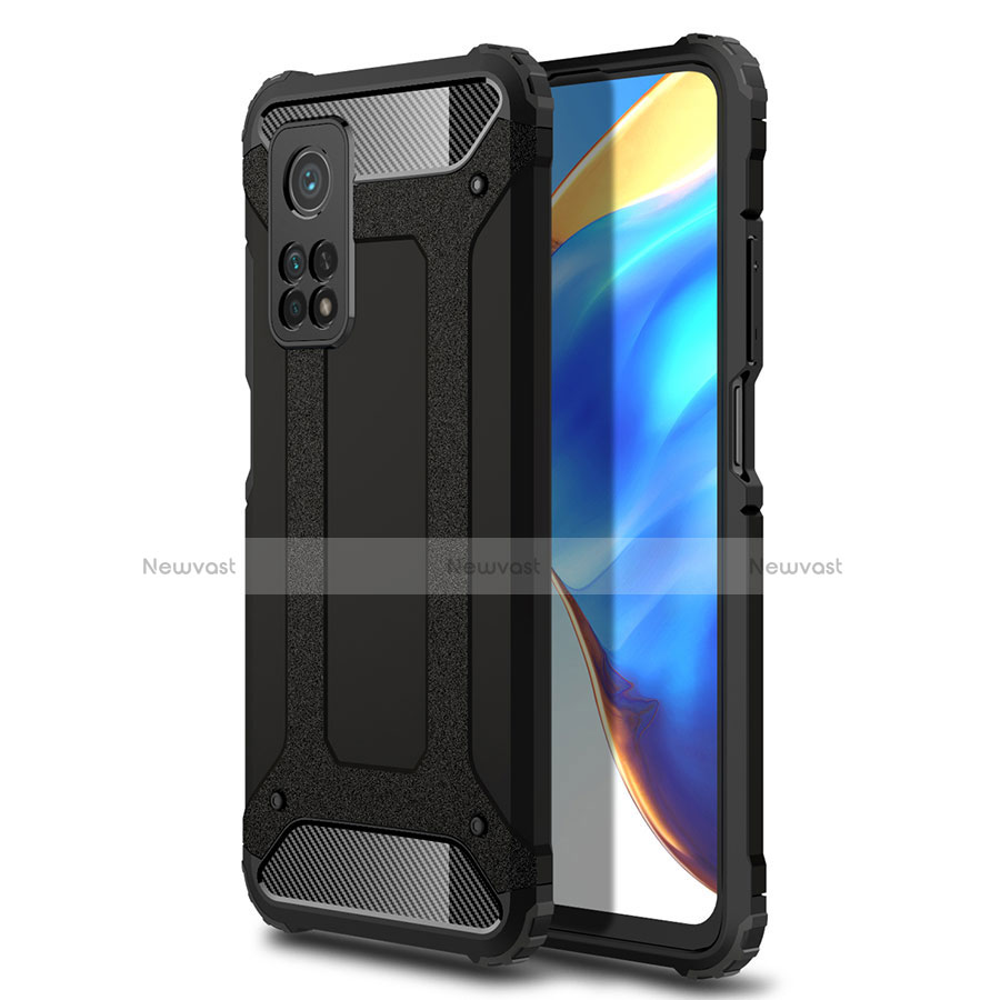 Silicone Matte Finish and Plastic Back Cover Case for Xiaomi Mi 10T 5G Black