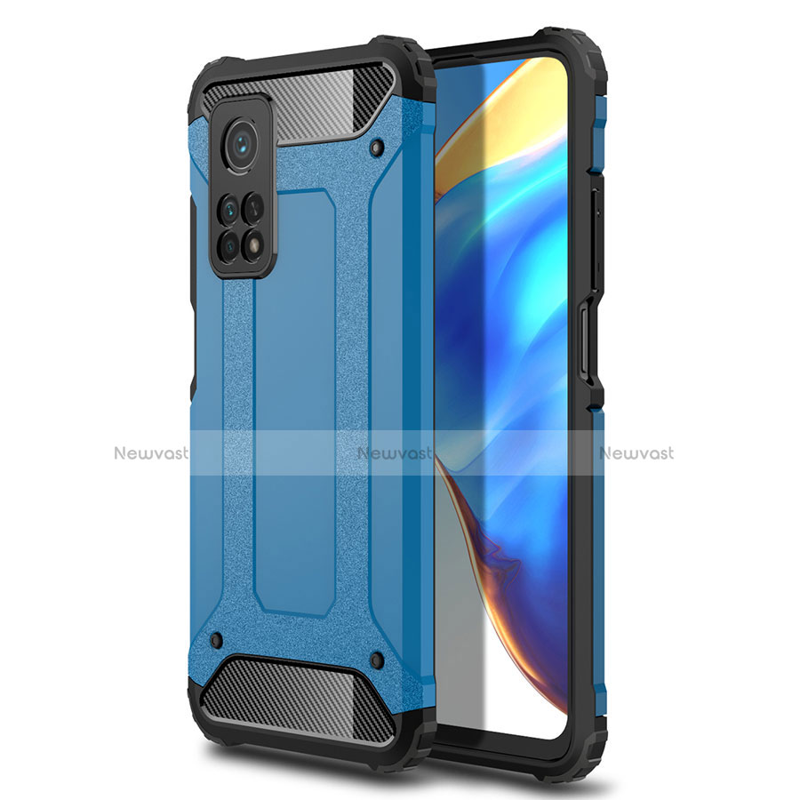 Silicone Matte Finish and Plastic Back Cover Case for Xiaomi Mi 10T 5G Sky Blue