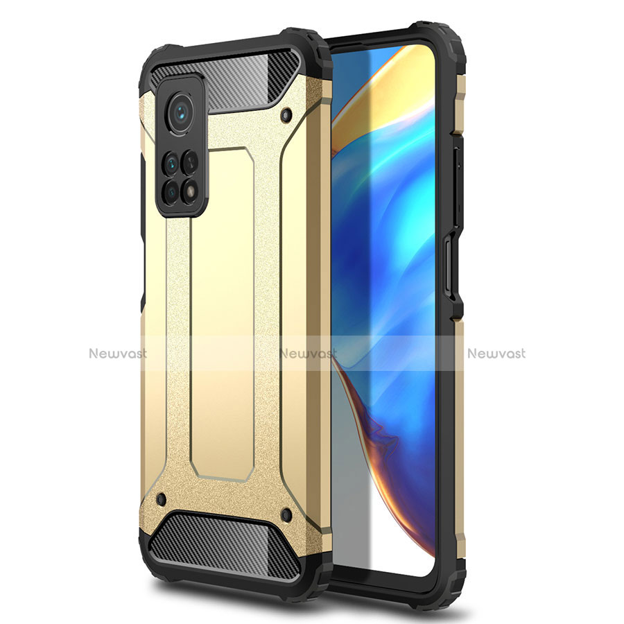 Silicone Matte Finish and Plastic Back Cover Case for Xiaomi Mi 10T Pro 5G Gold