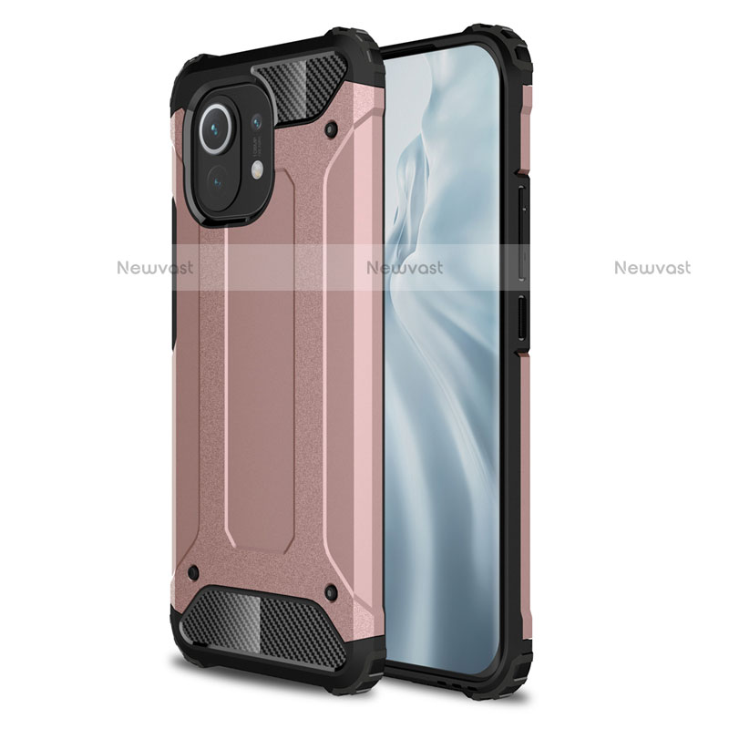Silicone Matte Finish and Plastic Back Cover Case for Xiaomi Mi 11 5G