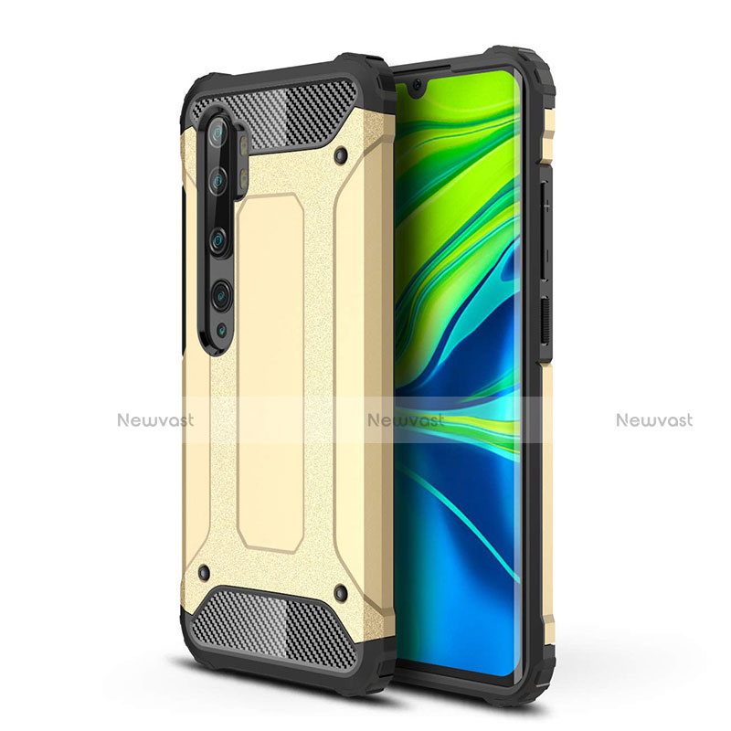 Silicone Matte Finish and Plastic Back Cover Case for Xiaomi Mi Note 10 Gold