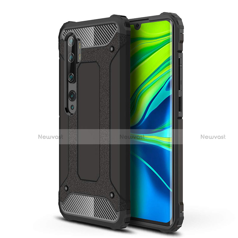 Silicone Matte Finish and Plastic Back Cover Case for Xiaomi Mi Note 10 Pro Black