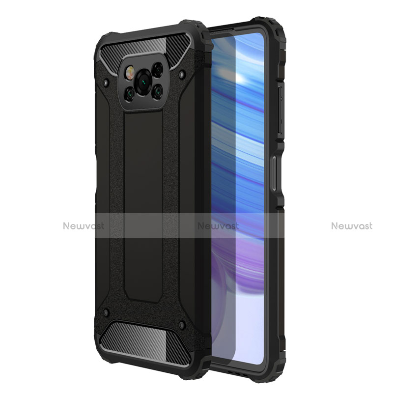 Silicone Matte Finish and Plastic Back Cover Case for Xiaomi Poco X3 NFC Black
