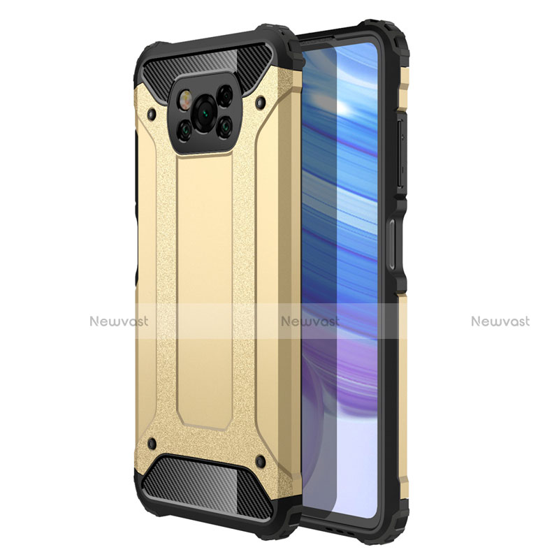 Silicone Matte Finish and Plastic Back Cover Case for Xiaomi Poco X3 NFC Gold