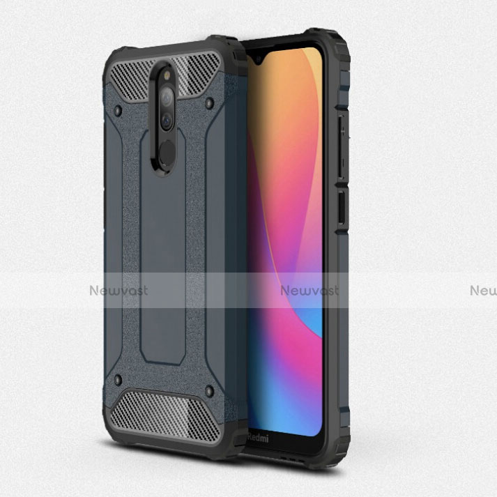 Silicone Matte Finish and Plastic Back Cover Case for Xiaomi Redmi 8 Blue