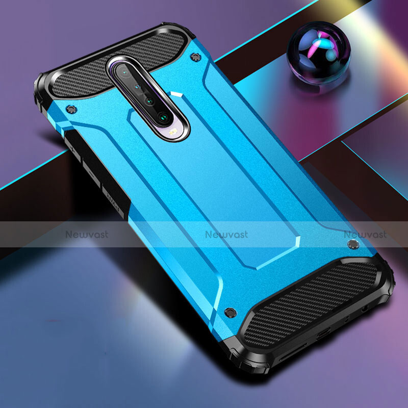 Silicone Matte Finish and Plastic Back Cover Case for Xiaomi Redmi K30 5G Sky Blue