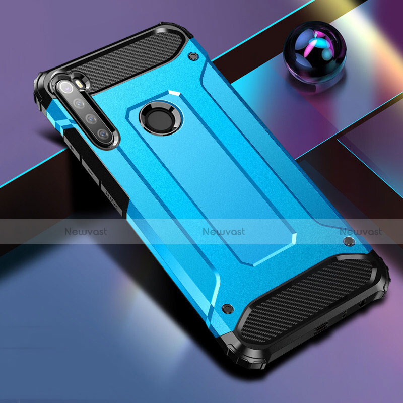 Silicone Matte Finish and Plastic Back Cover Case for Xiaomi Redmi Note 8 (2021) Blue