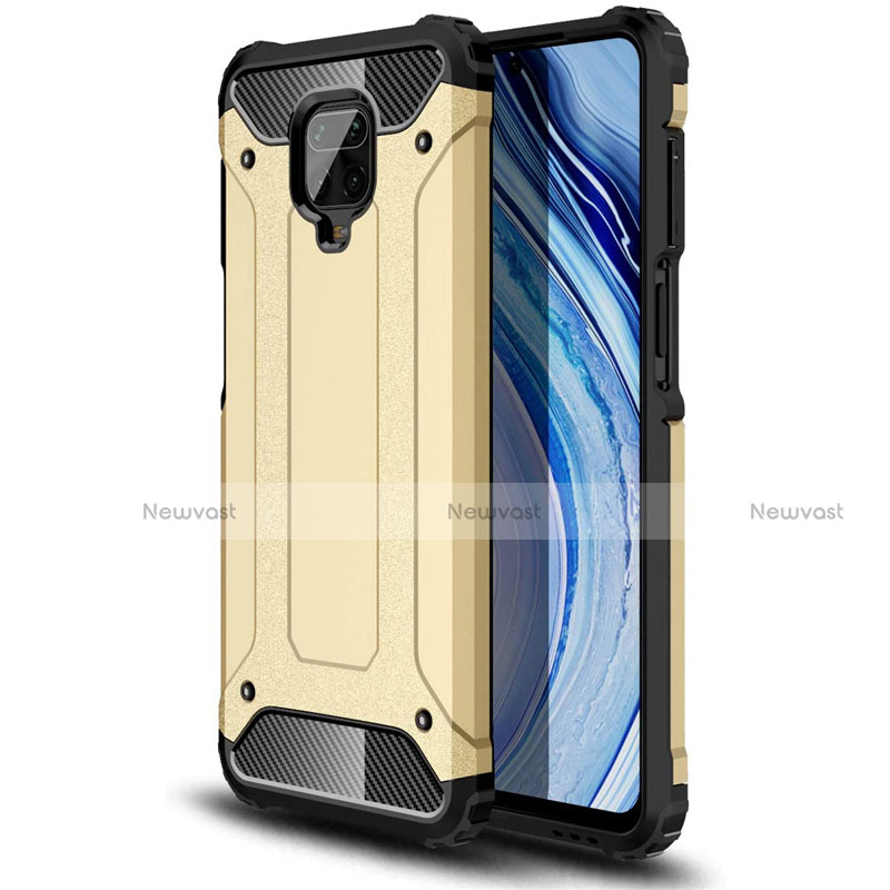 Silicone Matte Finish and Plastic Back Cover Case for Xiaomi Redmi Note 9 Pro Gold