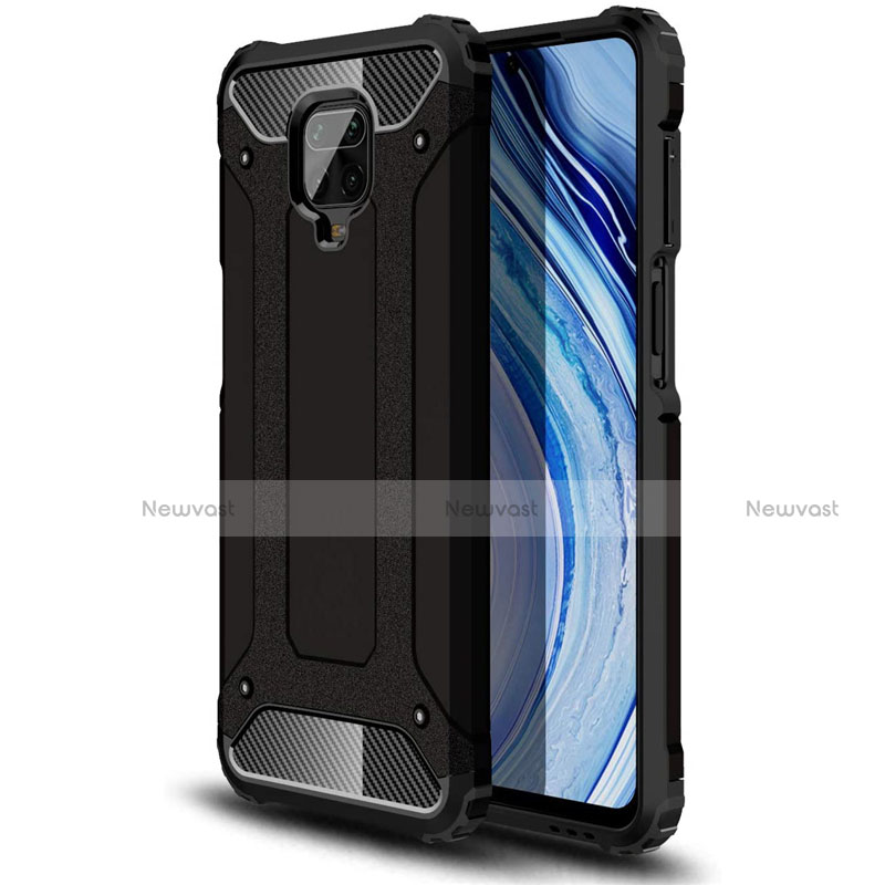 Silicone Matte Finish and Plastic Back Cover Case for Xiaomi Redmi Note 9 Pro Max Black