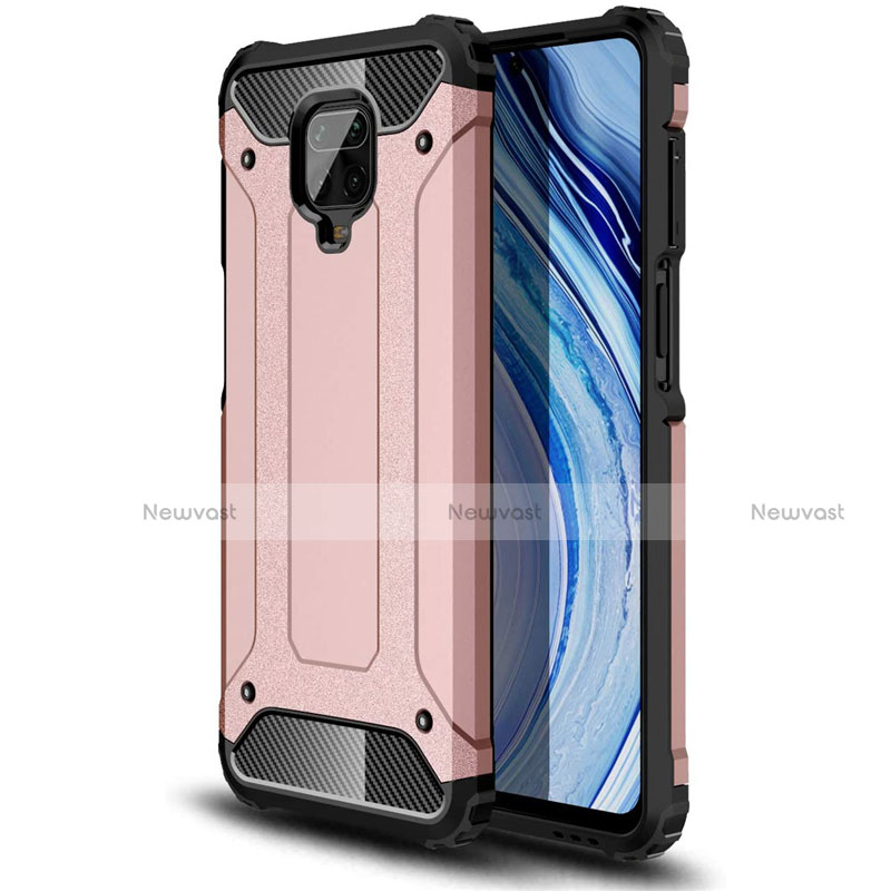 Silicone Matte Finish and Plastic Back Cover Case for Xiaomi Redmi Note 9 Pro Max Rose Gold