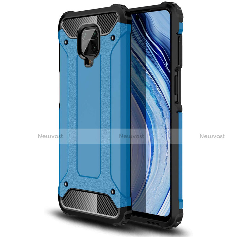 Silicone Matte Finish and Plastic Back Cover Case for Xiaomi Redmi Note 9 Pro Max Sky Blue