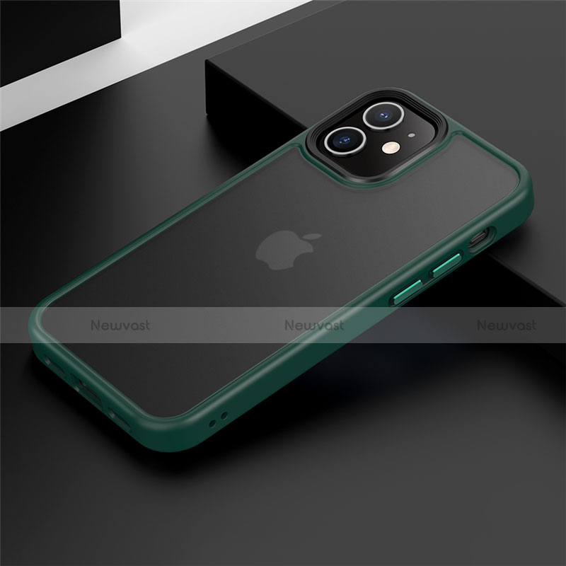 Silicone Matte Finish and Plastic Back Cover Case N01 for Apple iPhone 12 Green