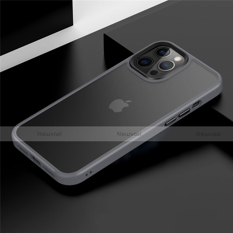 Silicone Matte Finish and Plastic Back Cover Case N01 for Apple iPhone 12 Pro Gray