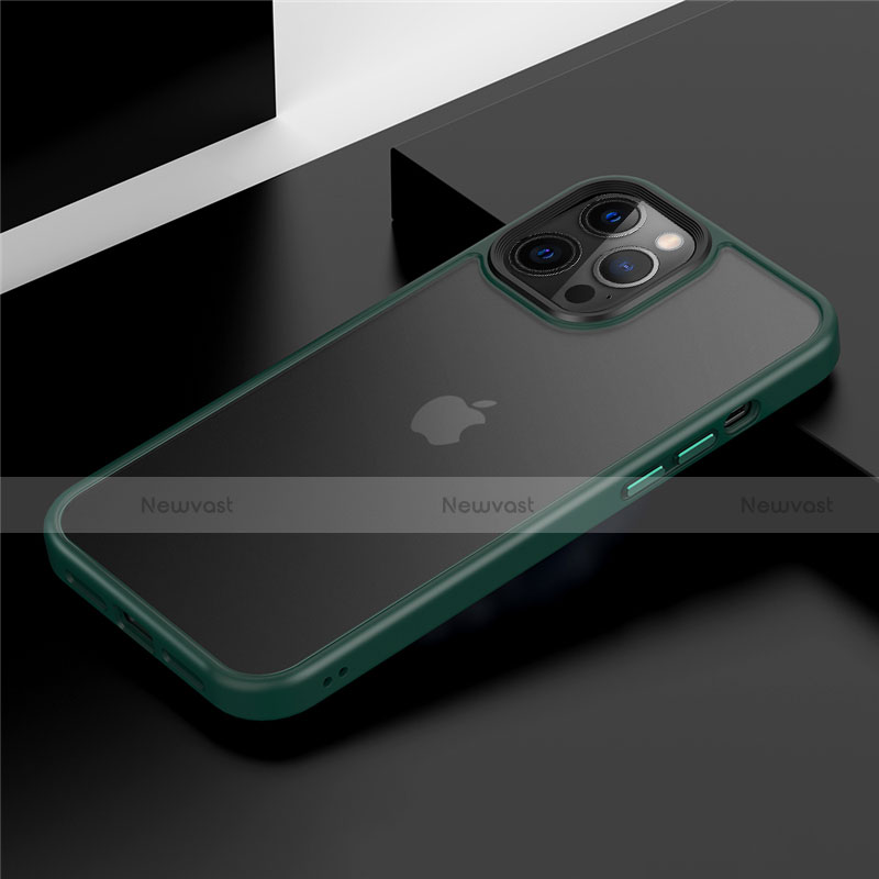 Silicone Matte Finish and Plastic Back Cover Case N01 for Apple iPhone 12 Pro Green