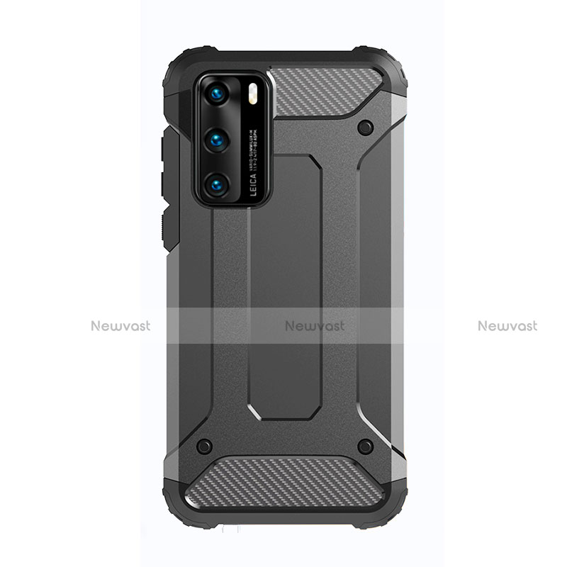 Silicone Matte Finish and Plastic Back Cover Case N01 for Huawei P40 Black