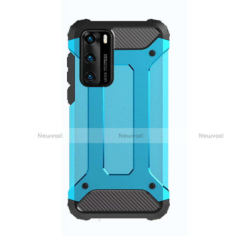 Silicone Matte Finish and Plastic Back Cover Case N01 for Huawei P40 Sky Blue