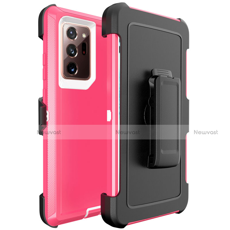 Silicone Matte Finish and Plastic Back Cover Case N04 for Samsung Galaxy Note 20 Ultra 5G Hot Pink