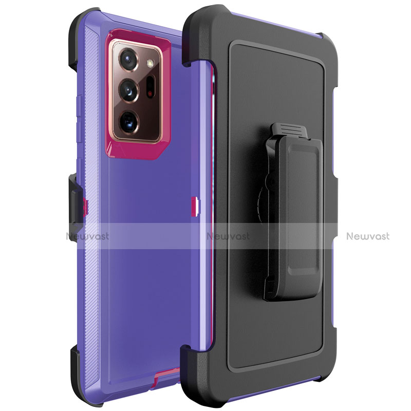 Silicone Matte Finish and Plastic Back Cover Case N04 for Samsung Galaxy Note 20 Ultra 5G Purple