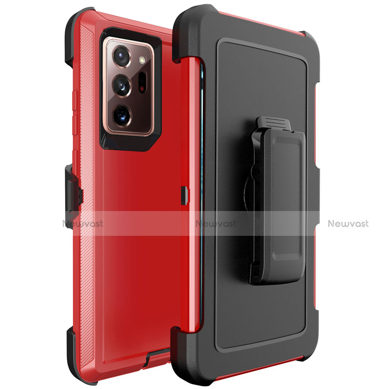 Silicone Matte Finish and Plastic Back Cover Case N04 for Samsung Galaxy Note 20 Ultra 5G Red