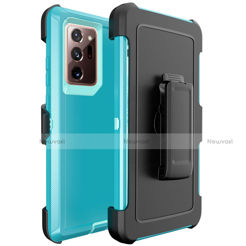 Silicone Matte Finish and Plastic Back Cover Case N04 for Samsung Galaxy Note 20 Ultra 5G Sky Blue