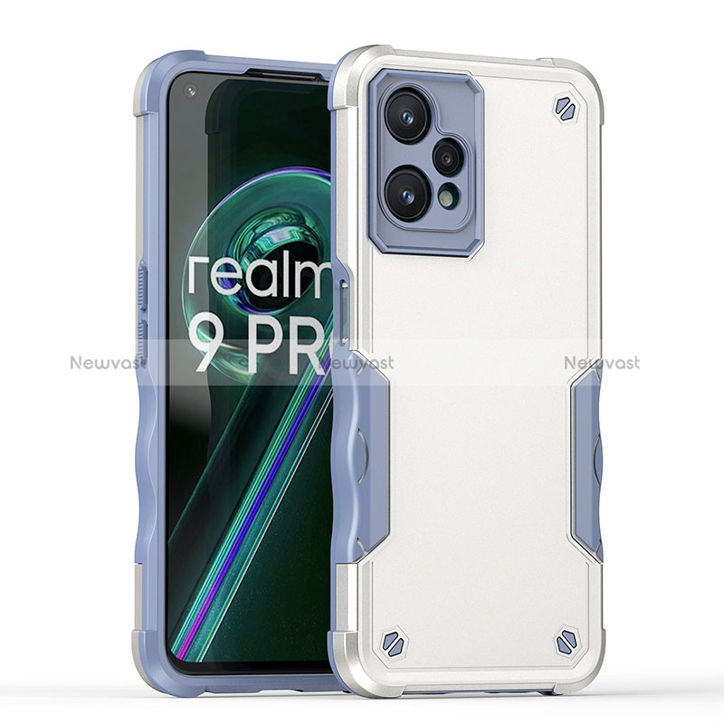 Silicone Matte Finish and Plastic Back Cover Case QW1 for Realme 9 Pro 5G White