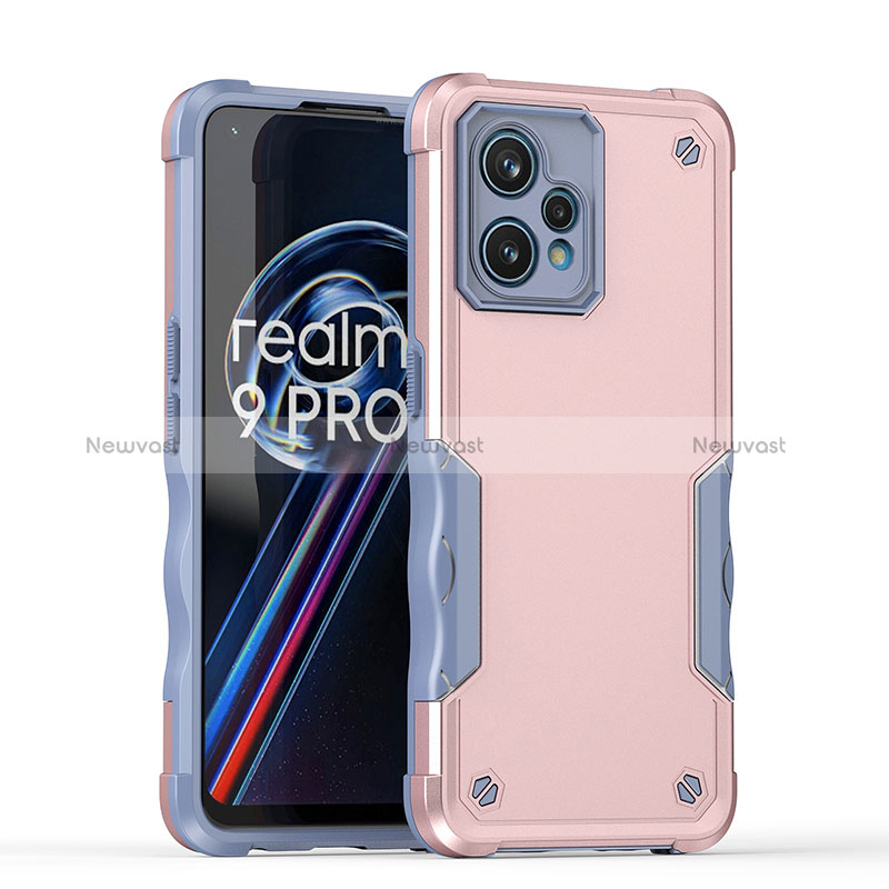 Silicone Matte Finish and Plastic Back Cover Case QW1 for Realme 9 Pro+ Plus 5G Rose Gold