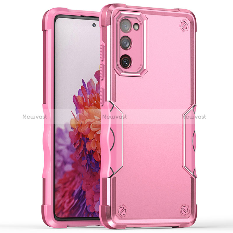 Silicone Matte Finish and Plastic Back Cover Case QW1 for Samsung Galaxy S20 FE (2022) 5G Rose Gold