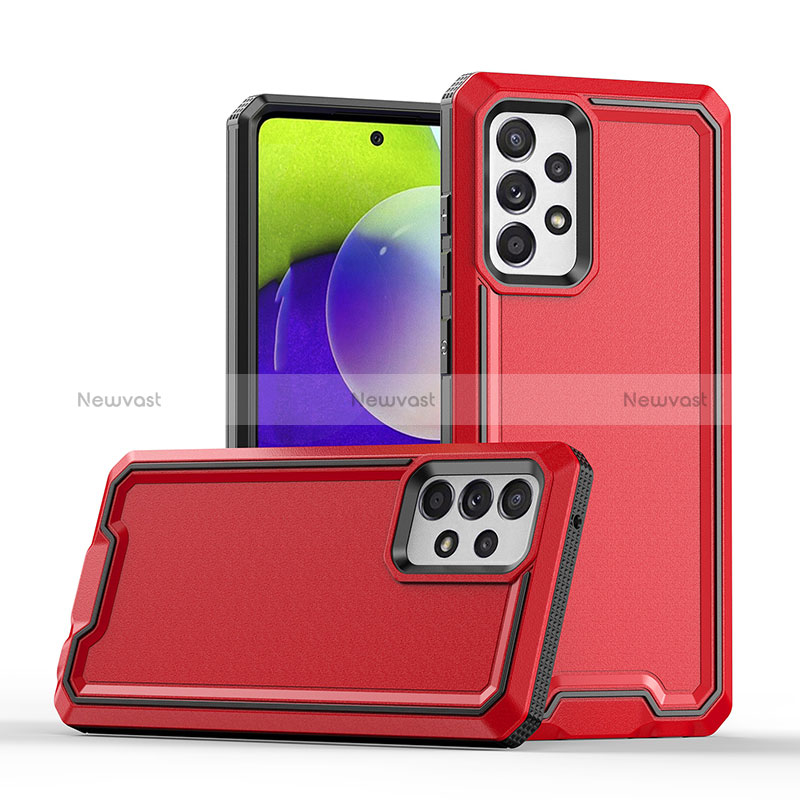 Silicone Matte Finish and Plastic Back Cover Case QW2 for Samsung Galaxy A52 5G Red