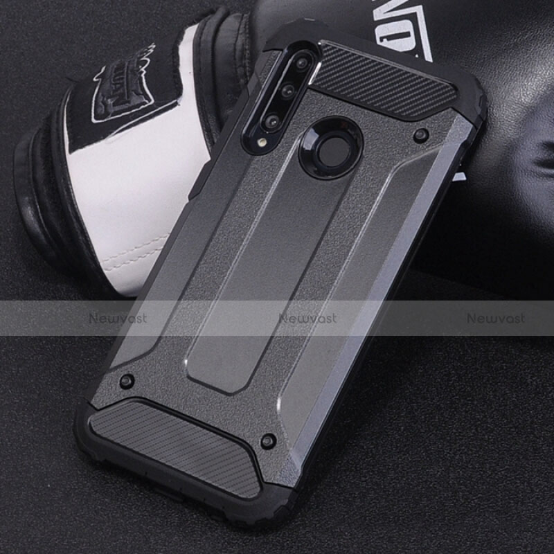Silicone Matte Finish and Plastic Back Cover Case R01 for Huawei Honor 20 Lite Black