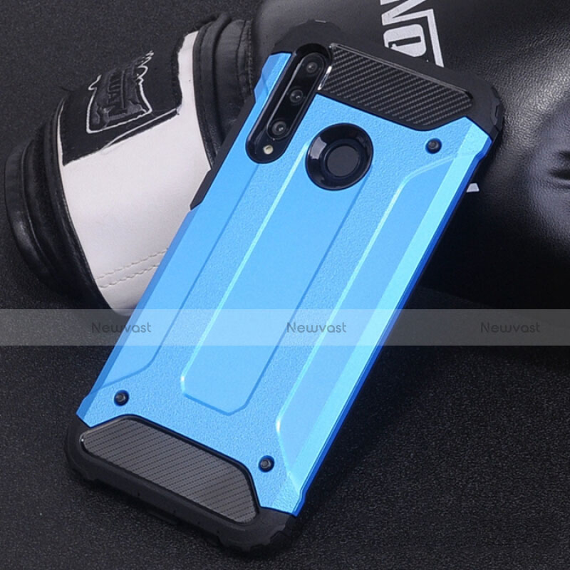Silicone Matte Finish and Plastic Back Cover Case R01 for Huawei Honor 20 Lite Sky Blue