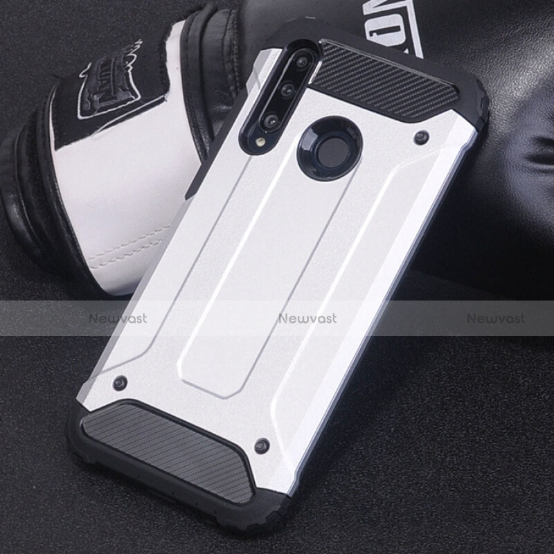 Silicone Matte Finish and Plastic Back Cover Case R01 for Huawei Honor 20 Lite White