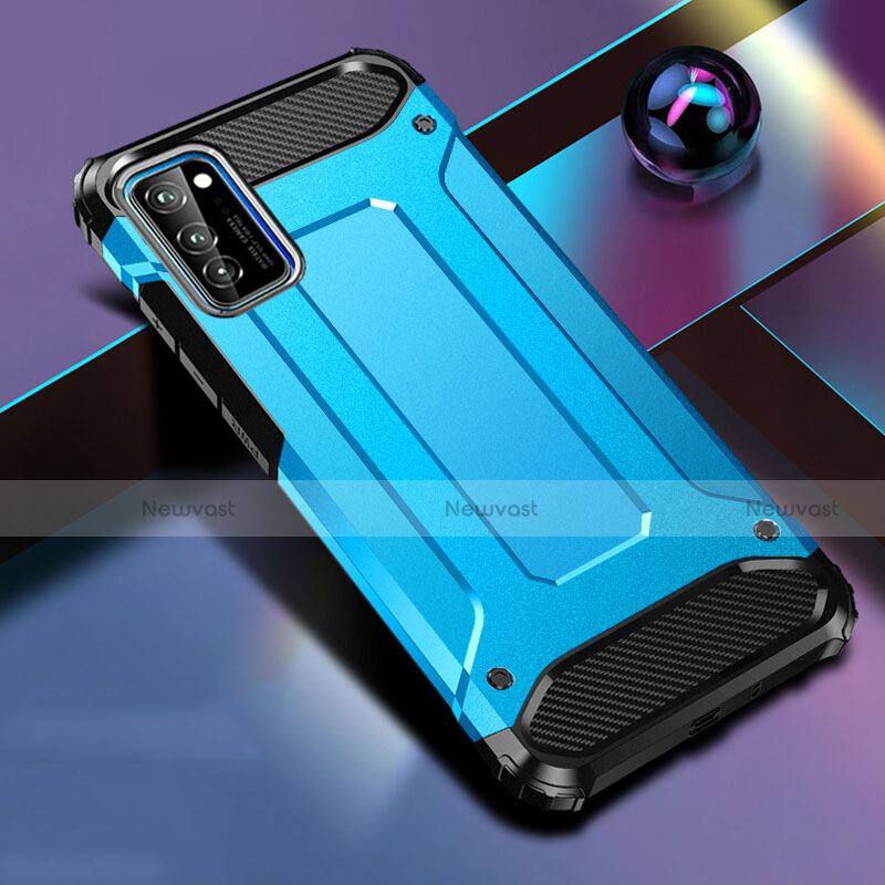 Silicone Matte Finish and Plastic Back Cover Case R01 for Huawei Honor View 30 5G Sky Blue