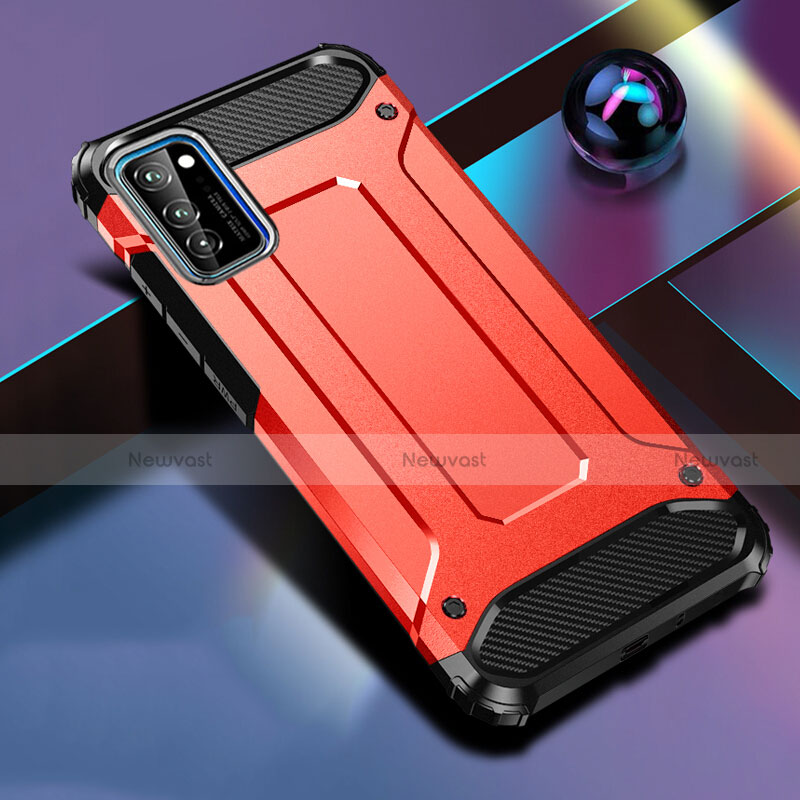 Silicone Matte Finish and Plastic Back Cover Case R01 for Huawei Honor View 30 Pro 5G Red