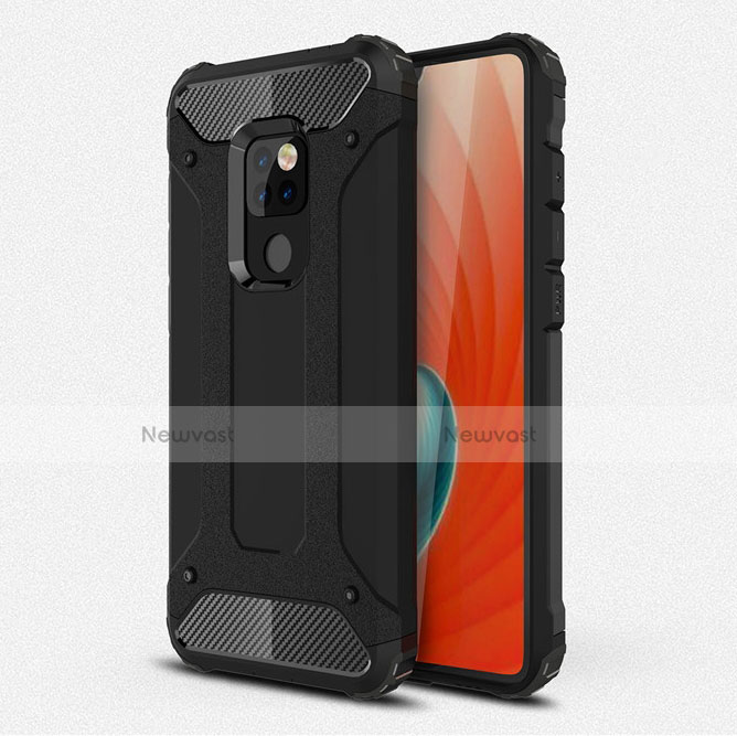Silicone Matte Finish and Plastic Back Cover Case R01 for Huawei Mate 20 Black
