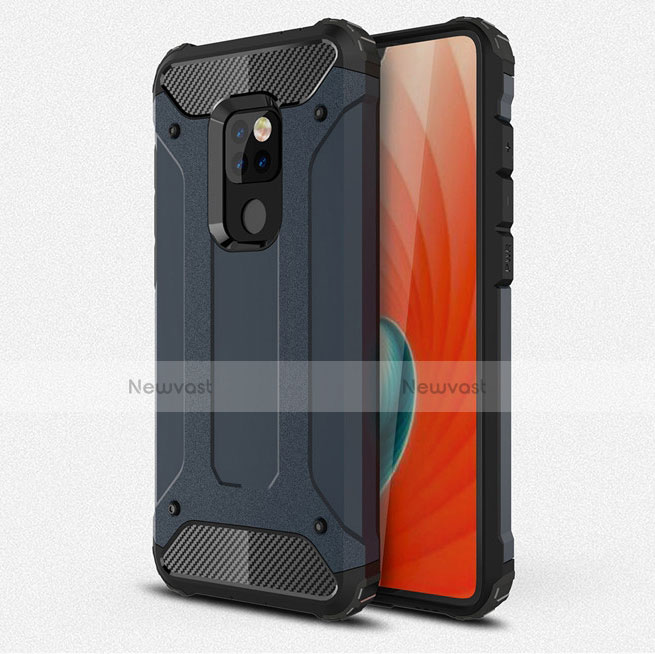 Silicone Matte Finish and Plastic Back Cover Case R01 for Huawei Mate 20 Blue