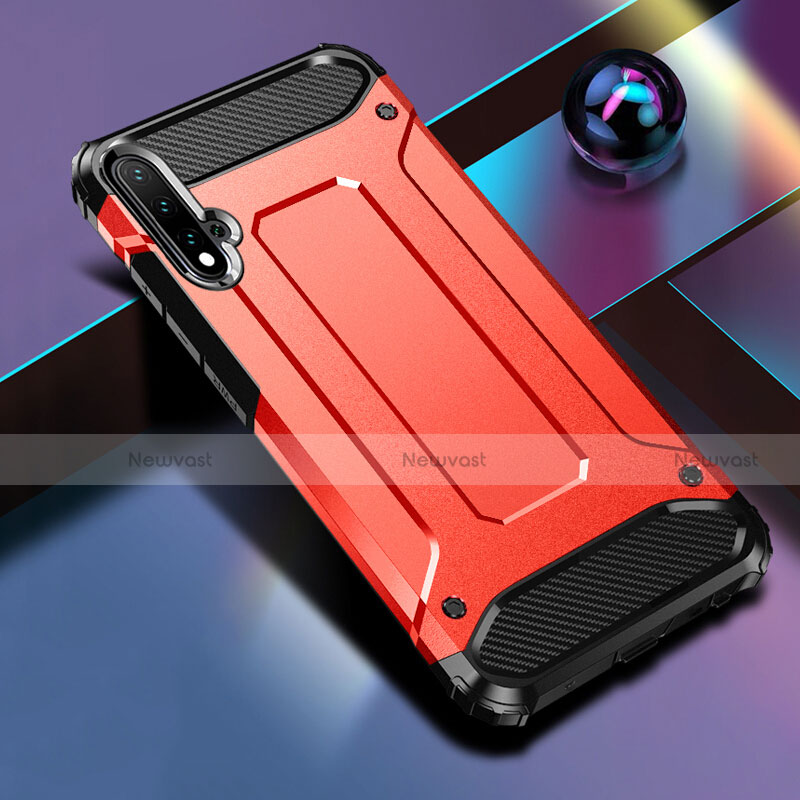Silicone Matte Finish and Plastic Back Cover Case R01 for Huawei Nova 5 Pro Red