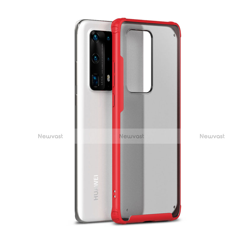 Silicone Matte Finish and Plastic Back Cover Case R01 for Huawei P40 Pro+ Plus Red