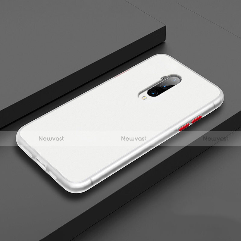 Silicone Matte Finish and Plastic Back Cover Case R01 for OnePlus 7T Pro White
