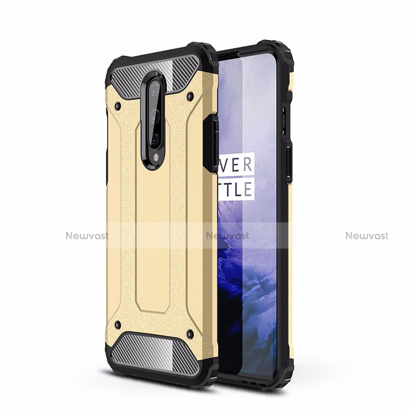 Silicone Matte Finish and Plastic Back Cover Case R01 for OnePlus 8 Gold