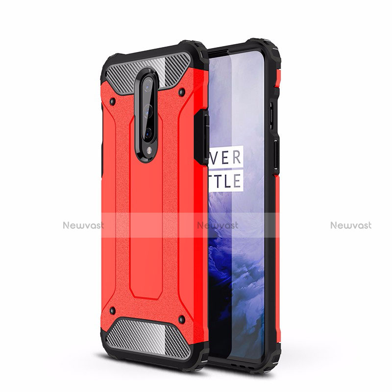 Silicone Matte Finish and Plastic Back Cover Case R01 for OnePlus 8 Red