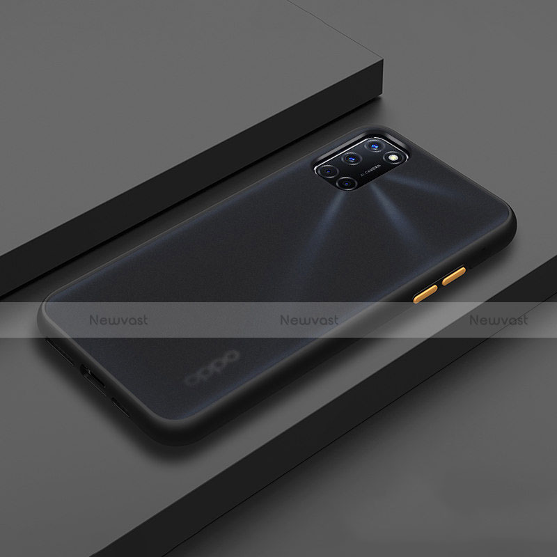 Silicone Matte Finish and Plastic Back Cover Case R01 for Oppo A92 Black