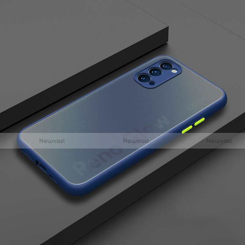 Silicone Matte Finish and Plastic Back Cover Case R01 for Oppo Reno4 5G Blue