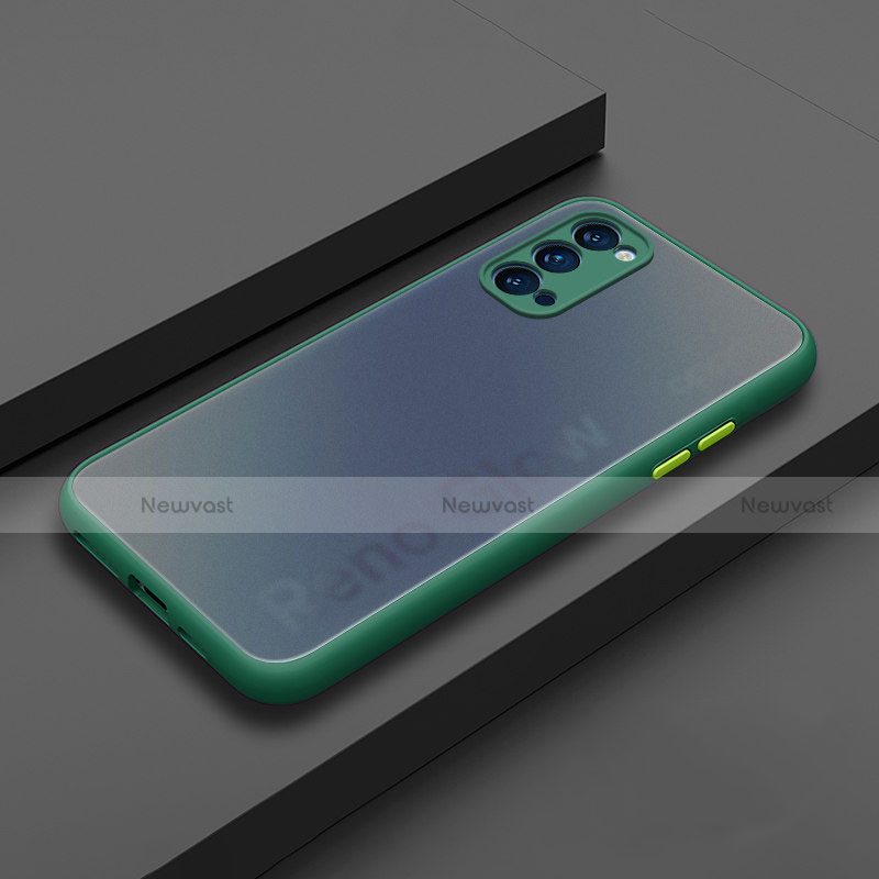 Silicone Matte Finish and Plastic Back Cover Case R01 for Oppo Reno4 5G Green