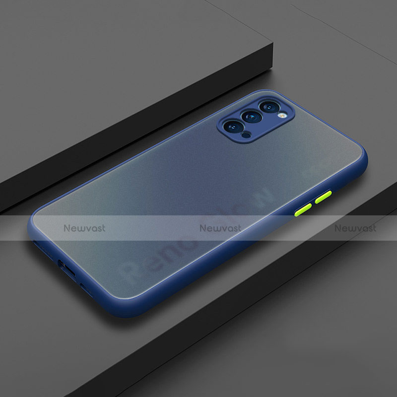 Silicone Matte Finish and Plastic Back Cover Case R01 for Oppo Reno4 Pro 5G Blue