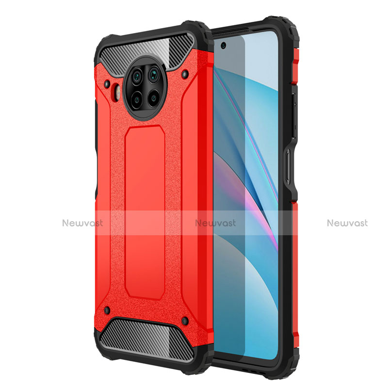 Silicone Matte Finish and Plastic Back Cover Case R01 for Xiaomi Mi 10T Lite 5G Red