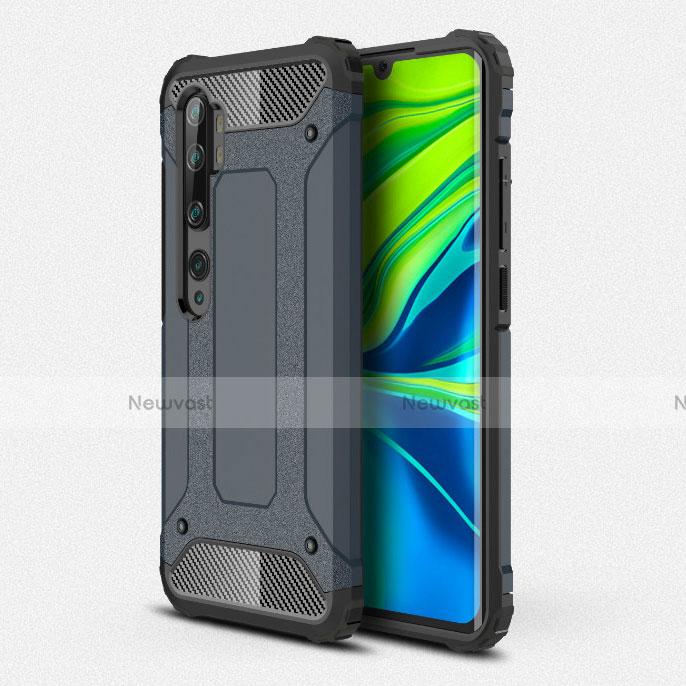 Silicone Matte Finish and Plastic Back Cover Case R01 for Xiaomi Mi Note 10 Blue