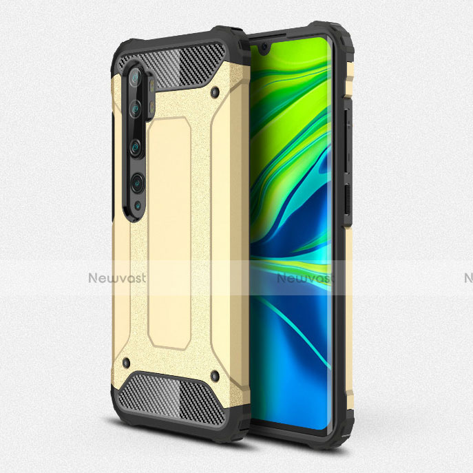Silicone Matte Finish and Plastic Back Cover Case R01 for Xiaomi Mi Note 10 Gold