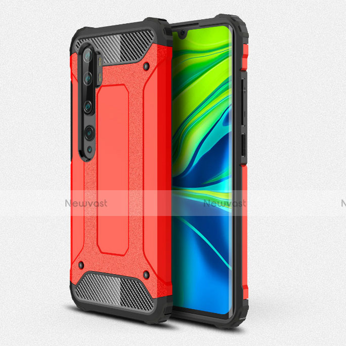 Silicone Matte Finish and Plastic Back Cover Case R01 for Xiaomi Mi Note 10 Pro Red