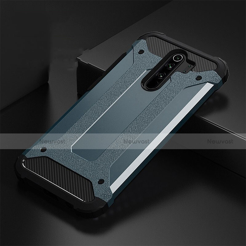 Silicone Matte Finish and Plastic Back Cover Case R01 for Xiaomi Redmi Note 8 Pro Blue