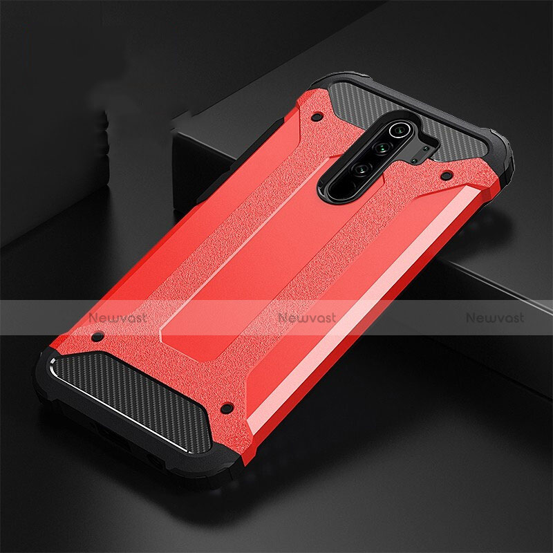 Silicone Matte Finish and Plastic Back Cover Case R01 for Xiaomi Redmi Note 8 Pro Red